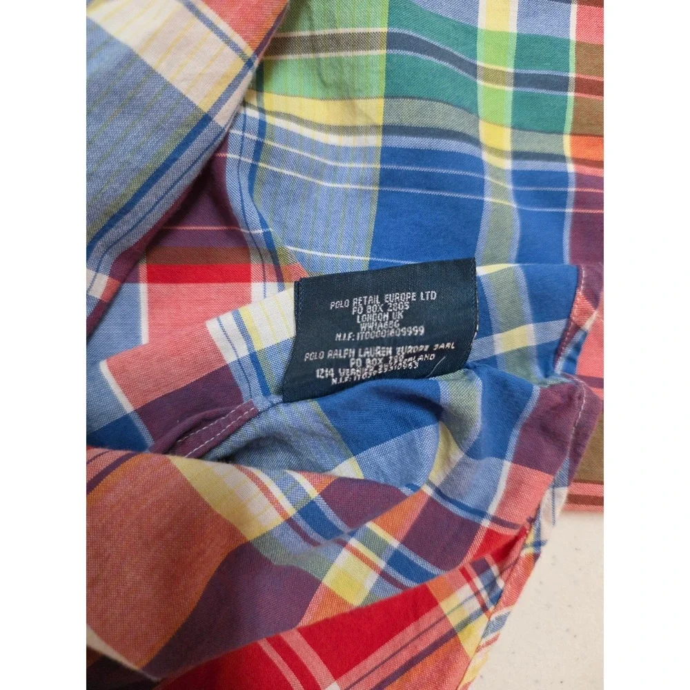 Ralph Lauren Boys XL 20 Multi Color Plaid Button Down Shirt Long Sleeve Cotton - Picture 11 of 12